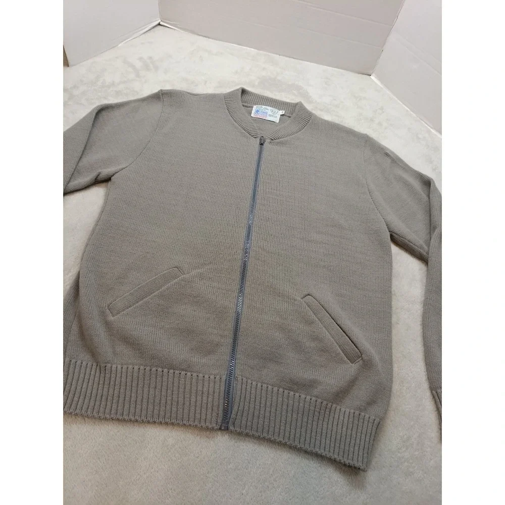 Vintage Gray Cardigan Sweater M Full Zip R&R Uniforms National Park Service USA